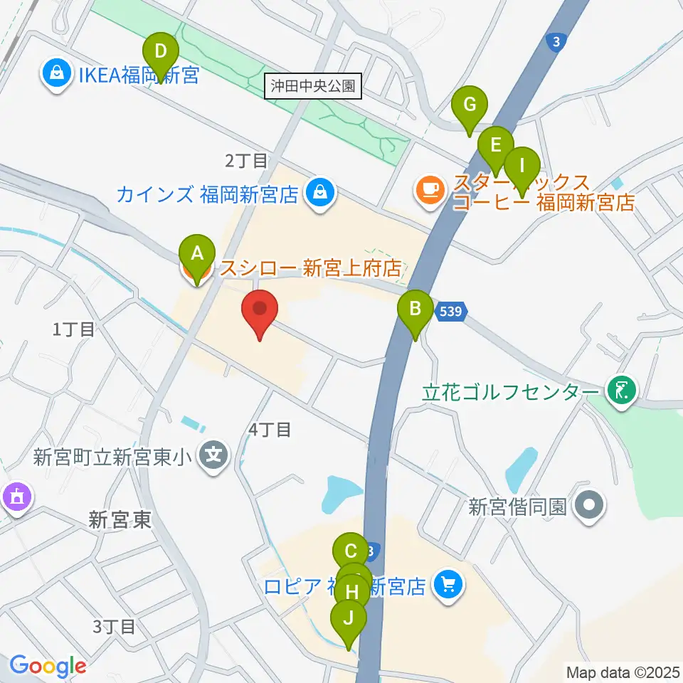 そぴあしんぐう周辺のファミレス・ファーストフード一覧地図