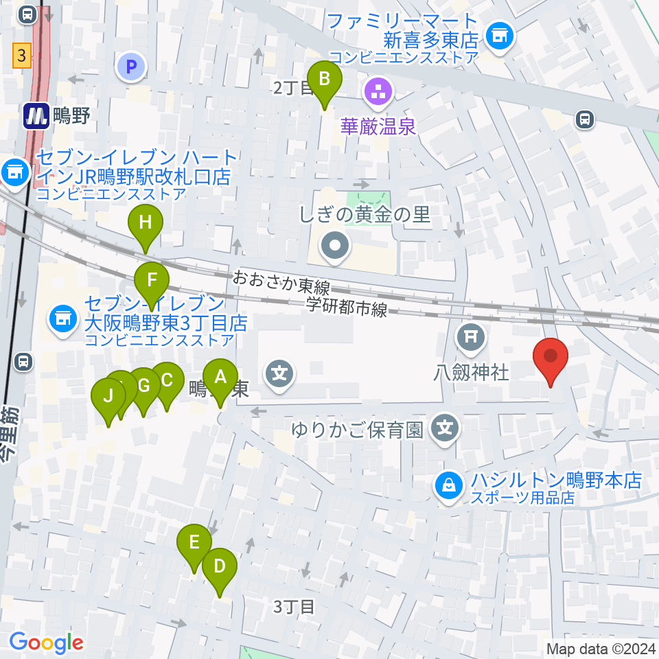 カワセドラムスクール周辺のファミレス・ファーストフード一覧地図