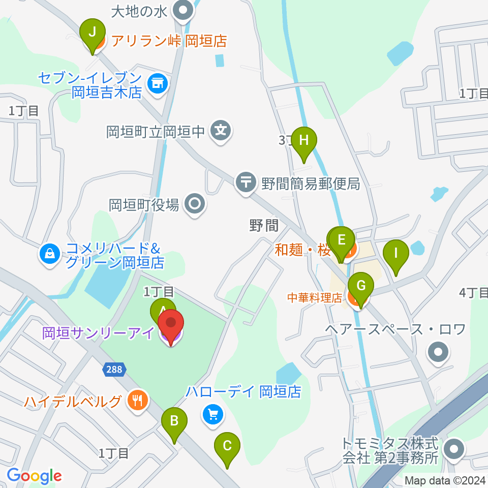 岡垣サンリーアイ周辺のファミレス・ファーストフード一覧地図