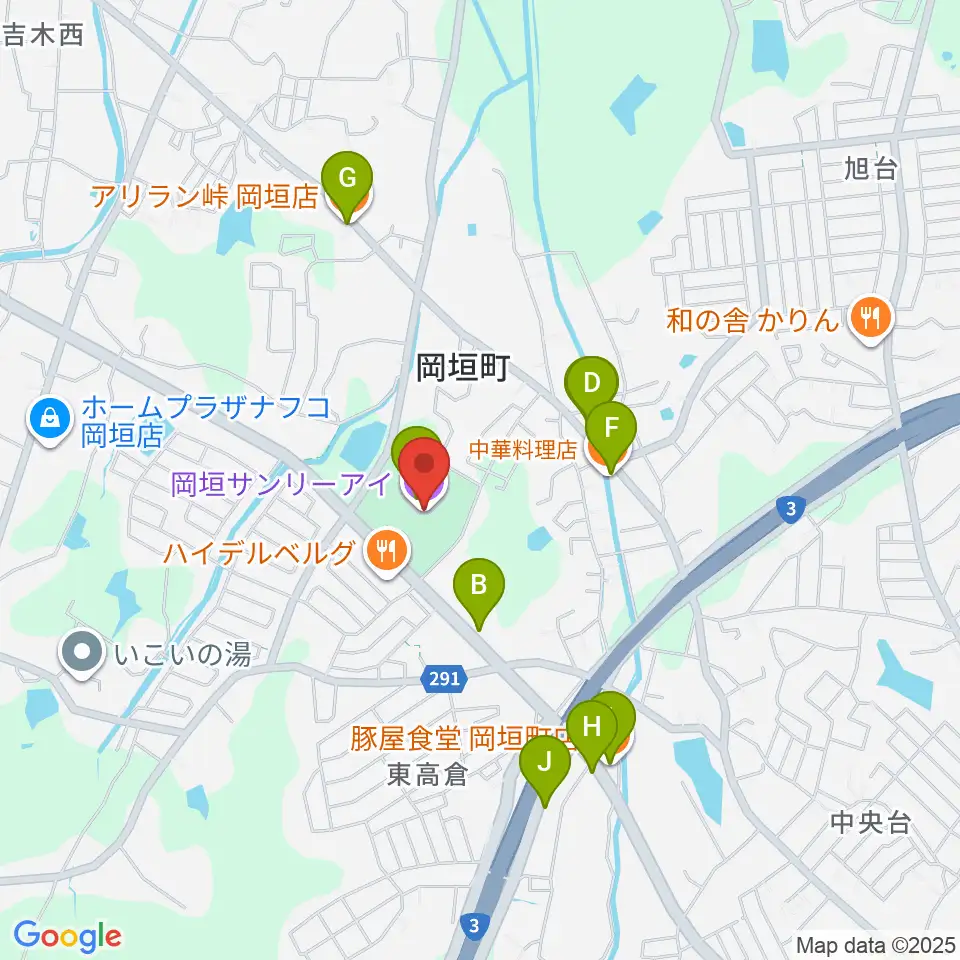 岡垣サンリーアイ周辺のファミレス・ファーストフード一覧地図