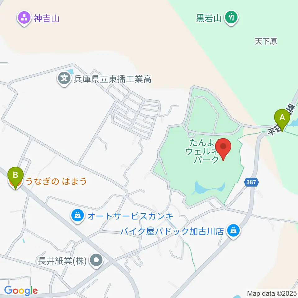 たんようウェルネスパーク アラベスクホール周辺のファミレス・ファーストフード一覧地図