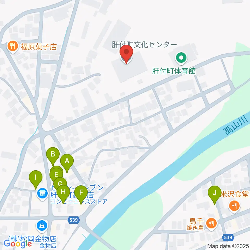 肝付町文化センター周辺のファミレス・ファーストフード一覧地図