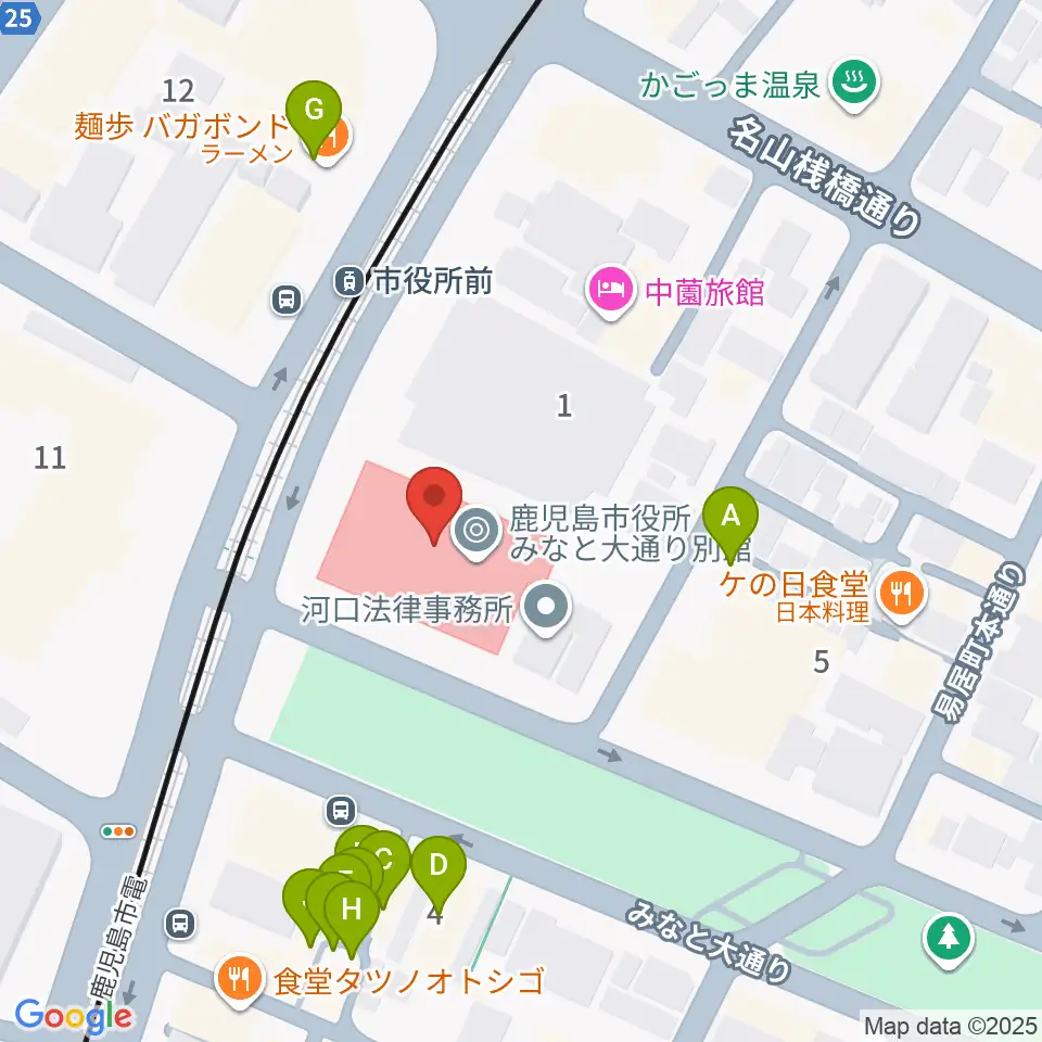 かごしま文化情報センターKCIC周辺のファミレス・ファーストフード一覧地図