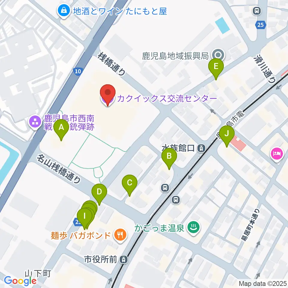 カクイックス交流センター周辺のファミレス・ファーストフード一覧地図