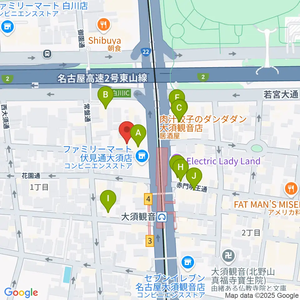 名古屋インターナショナルレジェンドホール周辺のファミレス・ファーストフード一覧地図