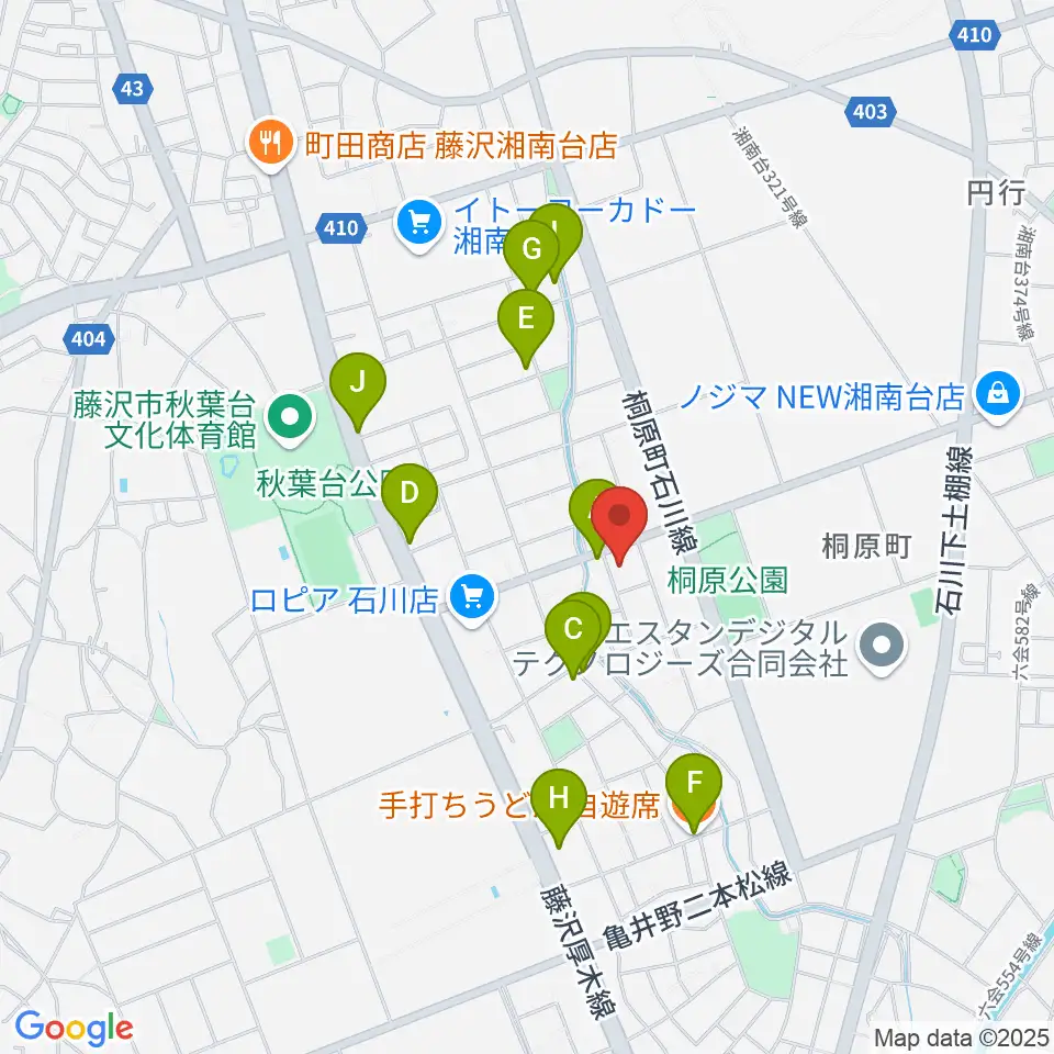 富士楽器 湘南台ショールーム周辺のファミレス・ファーストフード一覧地図