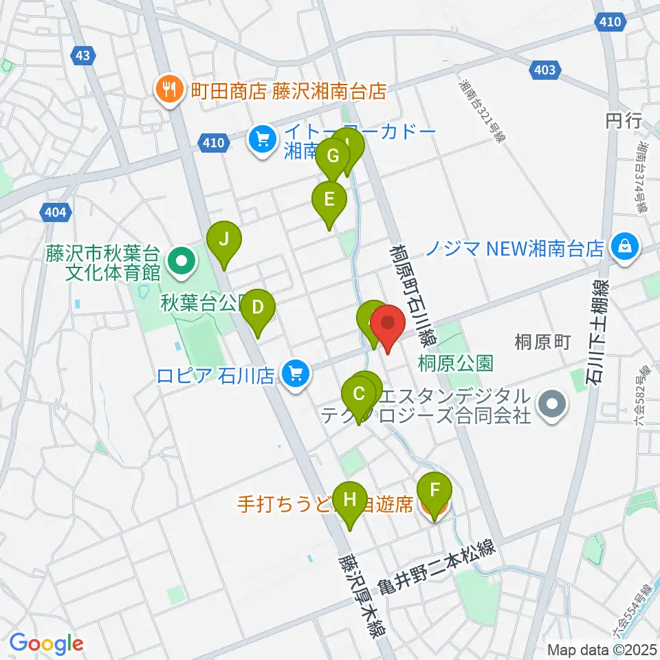 富士楽器 湘南台ショールーム周辺のファミレス・ファーストフード一覧地図