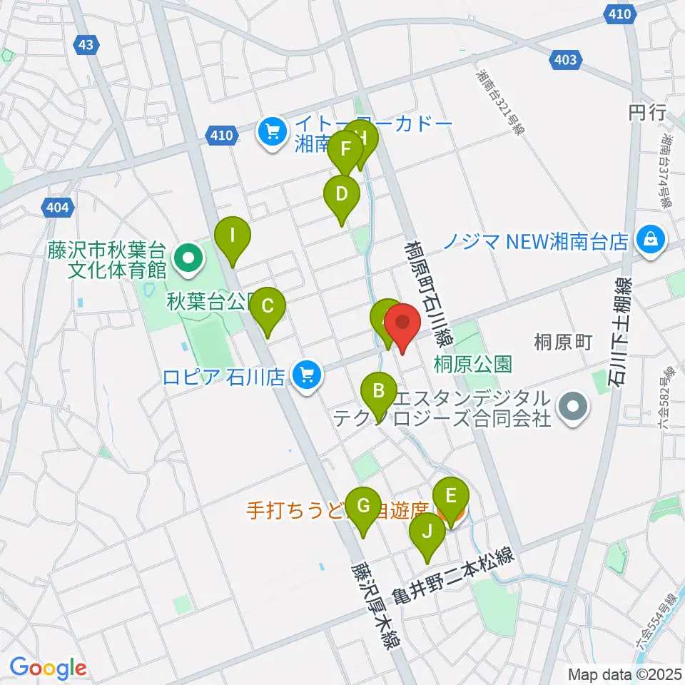 富士楽器 湘南台ショールーム周辺のファミレス・ファーストフード一覧地図