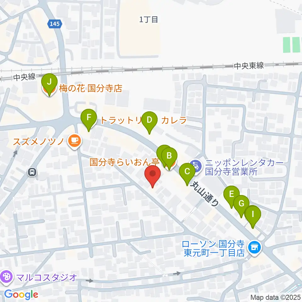 ギター屋funk ojisan周辺のファミレス・ファーストフード一覧地図