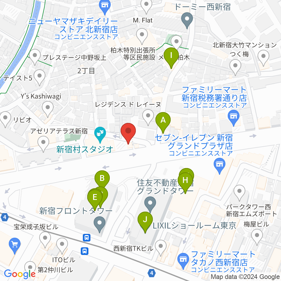 新宿村LIVE周辺のファミレス・ファーストフード一覧地図