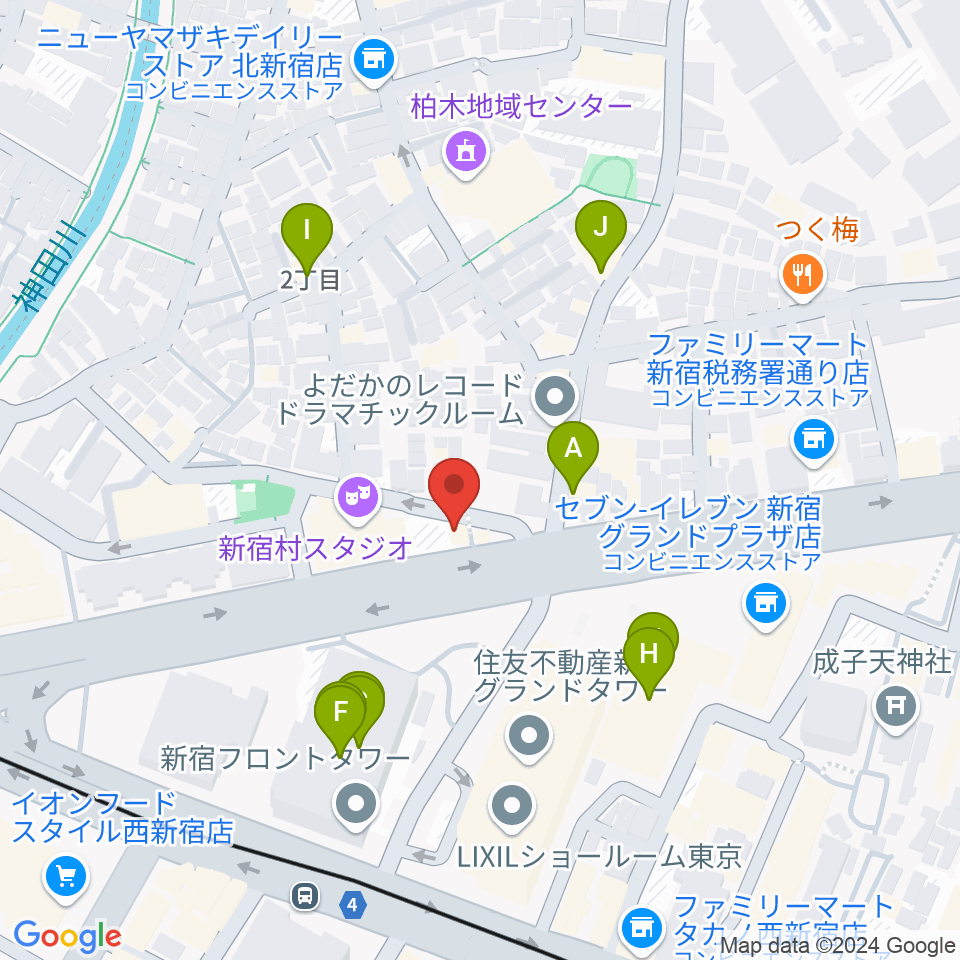 新宿村LIVE周辺のファミレス・ファーストフード一覧地図