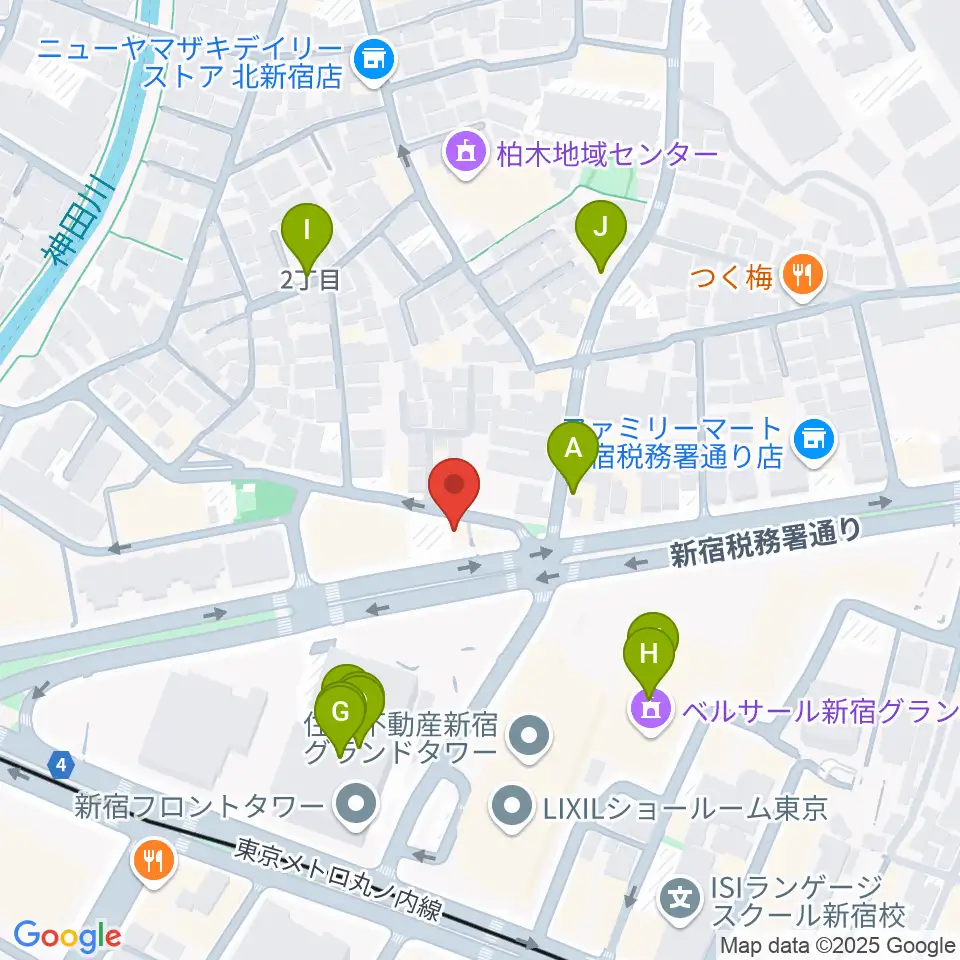 新宿村LIVE周辺のファミレス・ファーストフード一覧地図