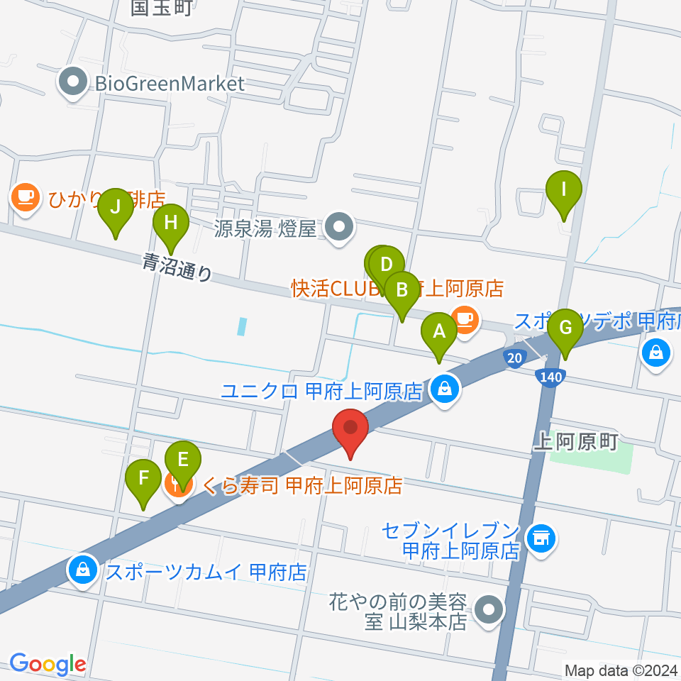 ボデガー東スタジオ周辺のファミレス・ファーストフード一覧地図