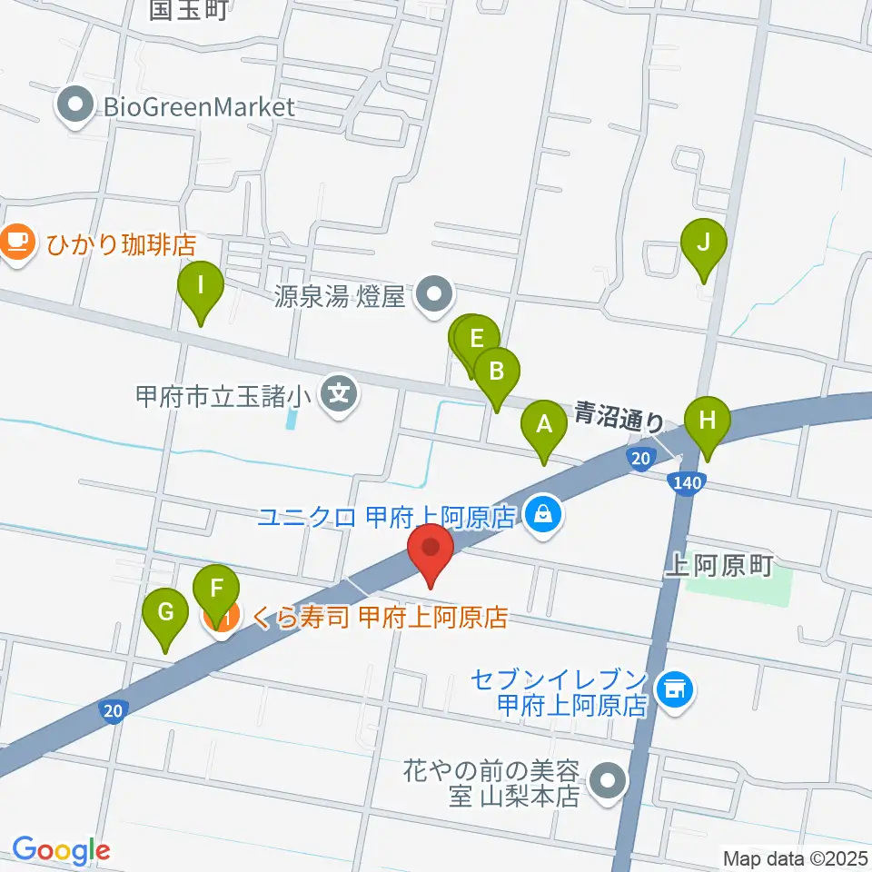 ボデガー東スタジオ周辺のファミレス・ファーストフード一覧地図