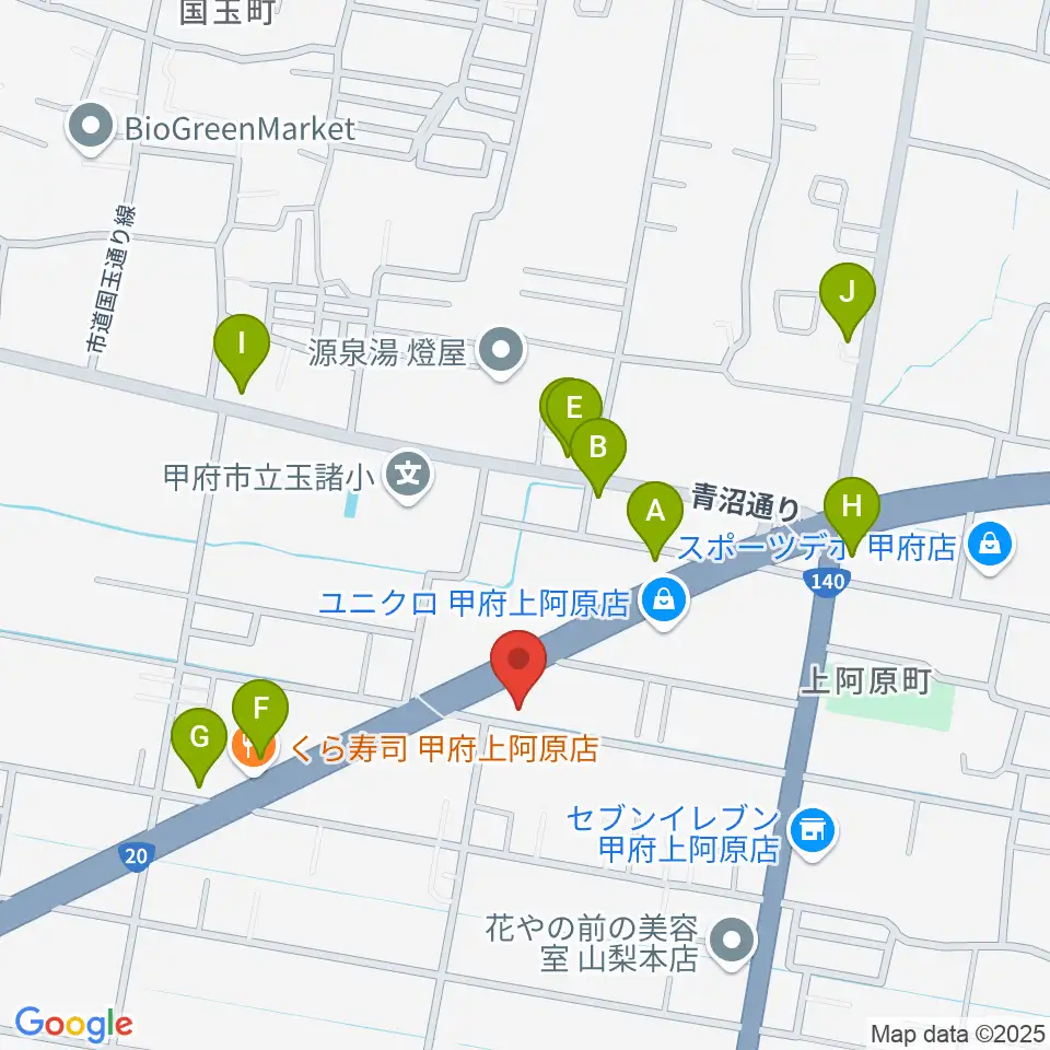 ボデガー東スタジオ周辺のファミレス・ファーストフード一覧地図