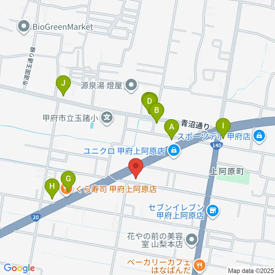 ボデガー東スタジオ周辺のファミレス・ファーストフード一覧地図