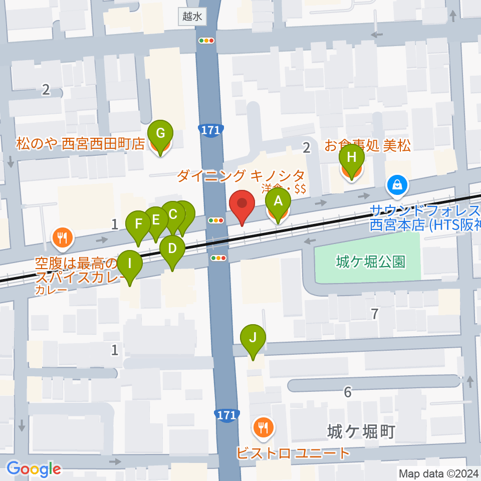 スタジオクリア周辺のファミレス・ファーストフード一覧地図