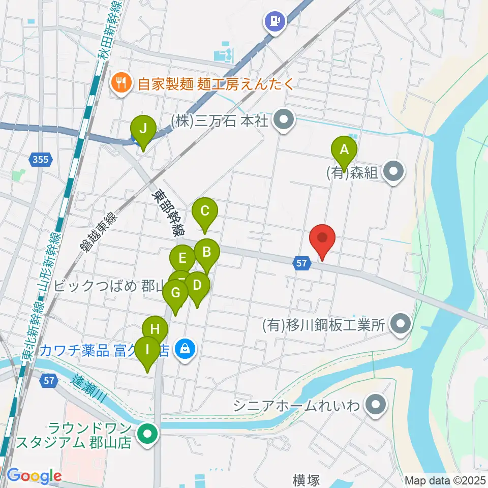 STUDIO WIN周辺のファミレス・ファーストフード一覧地図