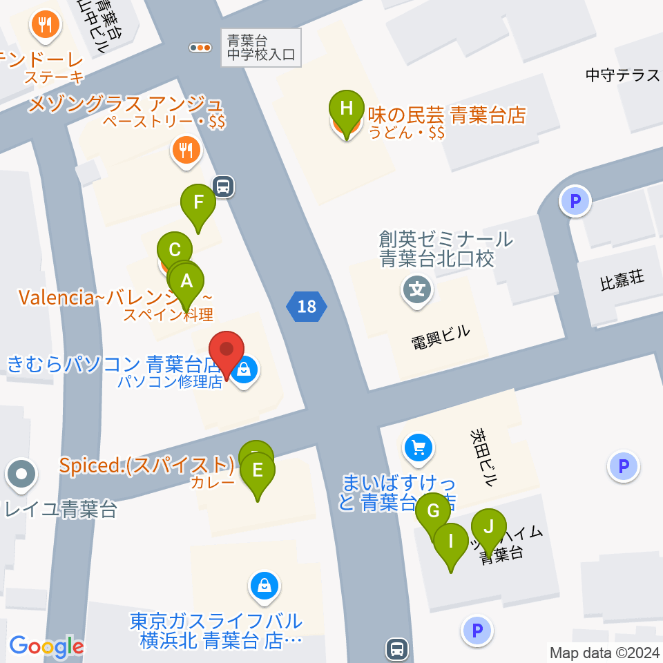 Tomo音楽教室周辺のファミレス・ファーストフード一覧地図