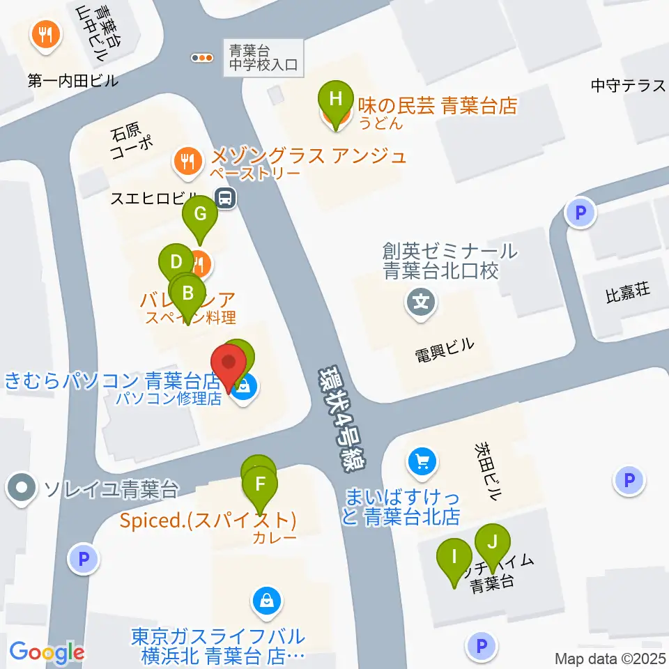 Tomo音楽教室周辺のファミレス・ファーストフード一覧地図