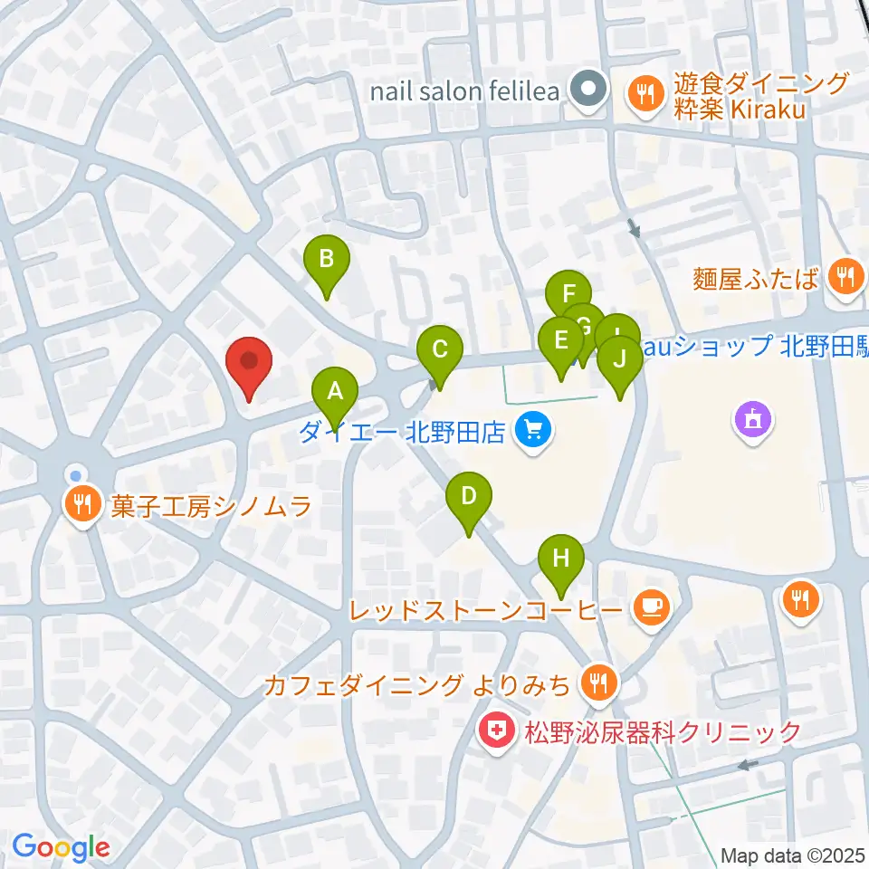 エレガントアカデミー周辺のファミレス・ファーストフード一覧地図