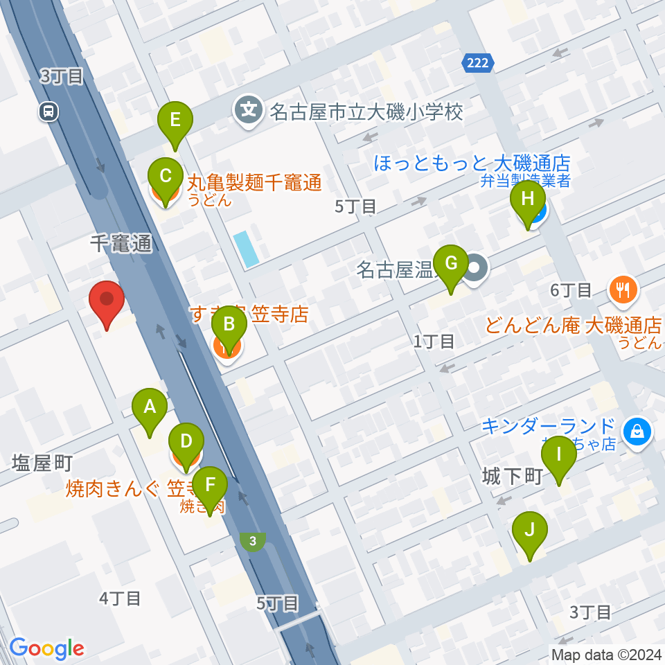 JB.STUDIO R1号店周辺のファミレス・ファーストフード一覧地図