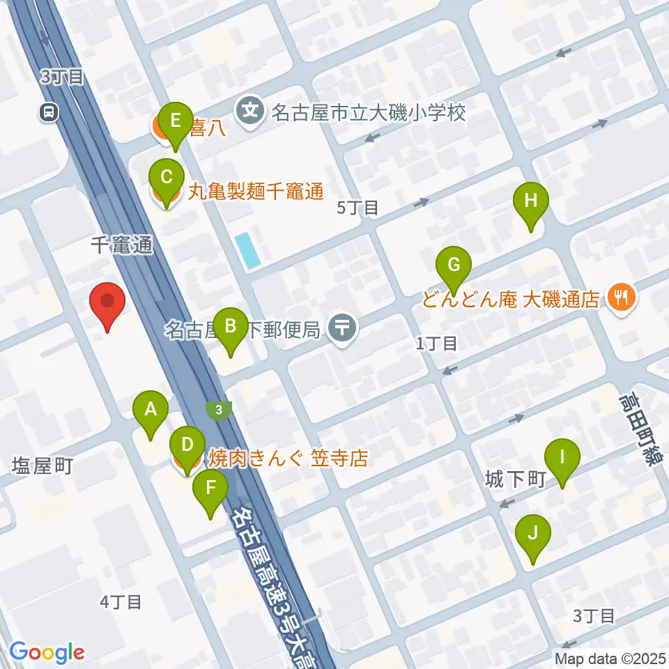JB.STUDIO R1号店周辺のファミレス・ファーストフード一覧地図