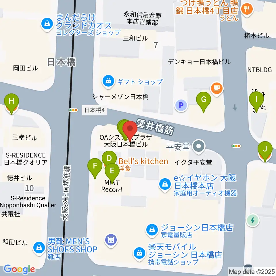 サウンドノート大阪・フェアリーテイルズ大阪周辺のファミレス・ファーストフード一覧地図