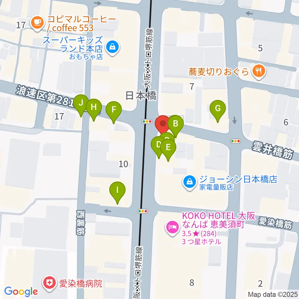 サウンドノート大阪周辺のファミレス・ファーストフード一覧地図