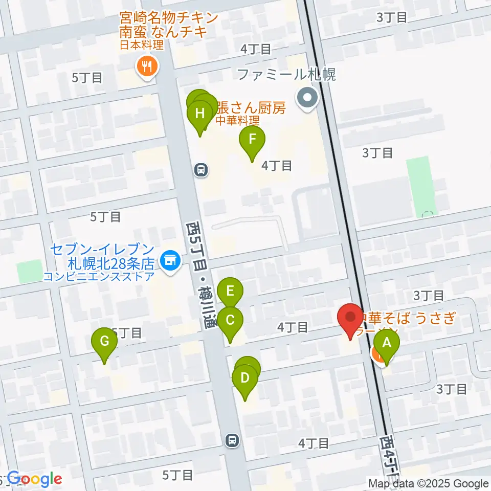 ムジークスタジオ周辺のファミレス・ファーストフード一覧地図