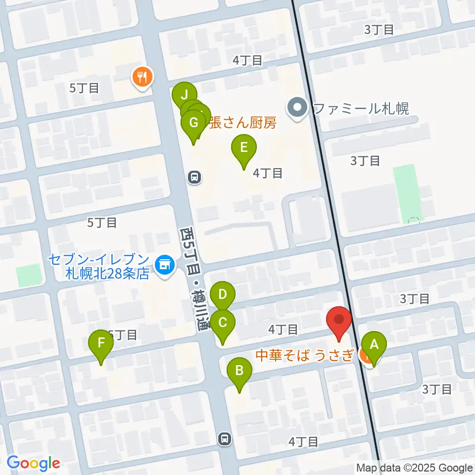 ムジークスタジオ周辺のファミレス・ファーストフード一覧地図