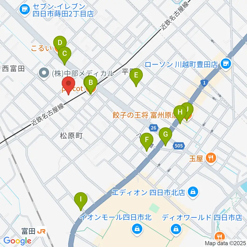 HOLYHOUSE STUDIOS周辺のファミレス・ファーストフード一覧地図