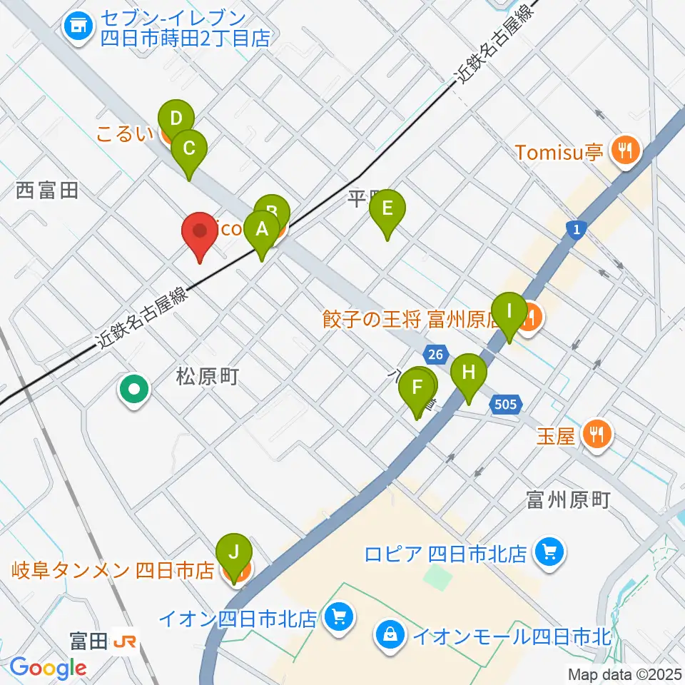 HOLYHOUSE STUDIOS周辺のファミレス・ファーストフード一覧地図