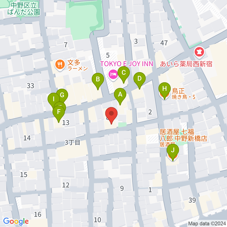 LEEDS MUSIC周辺のファミレス・ファーストフード一覧地図