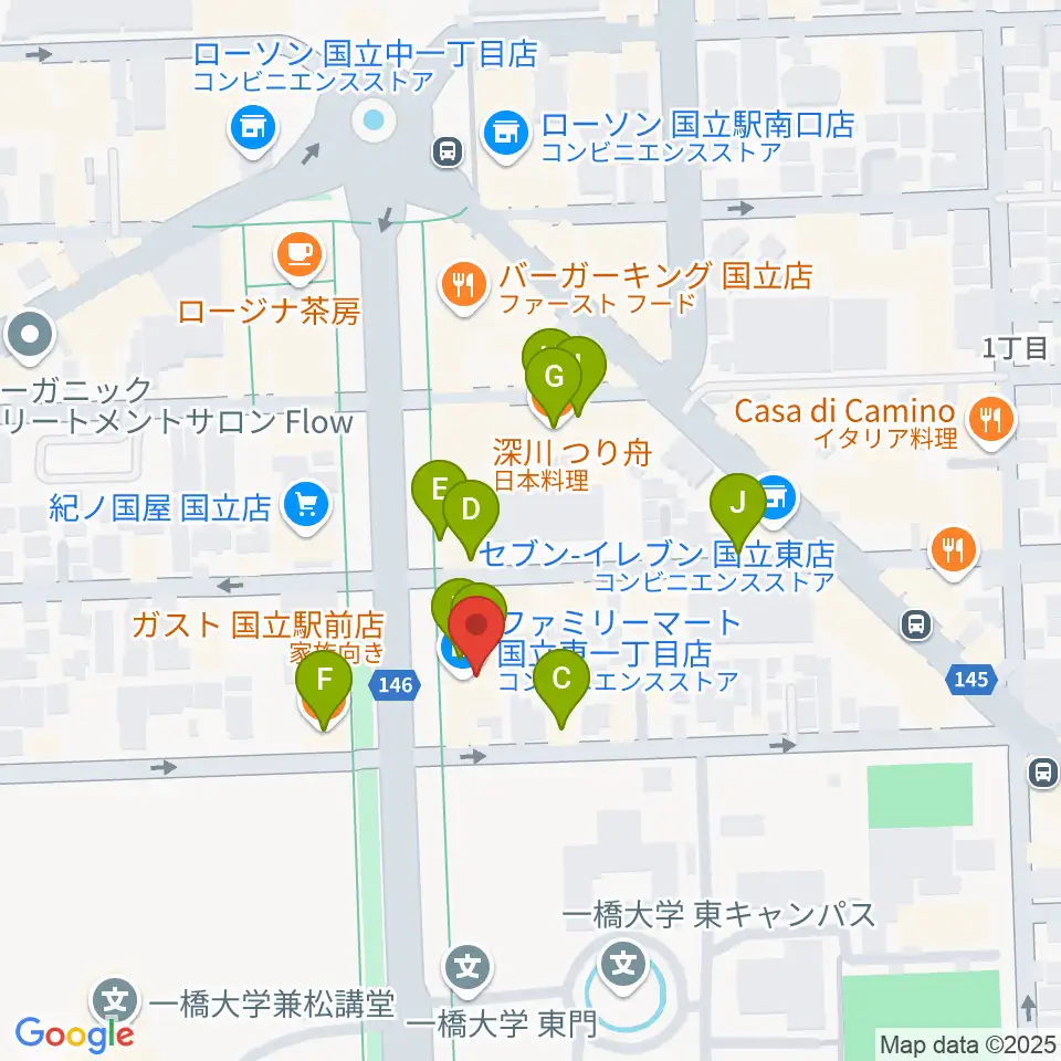 音楽の森.K周辺のファミレス・ファーストフード一覧地図