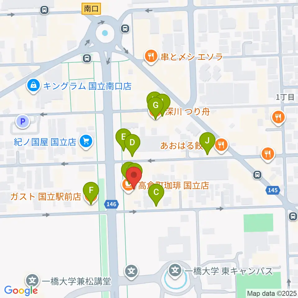 音楽の森.K周辺のファミレス・ファーストフード一覧地図