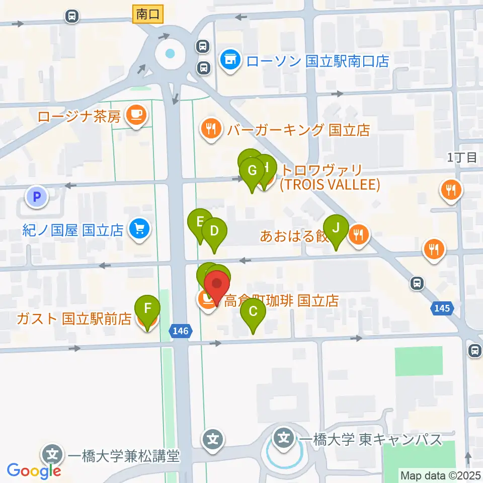 音楽の森.K周辺のファミレス・ファーストフード一覧地図