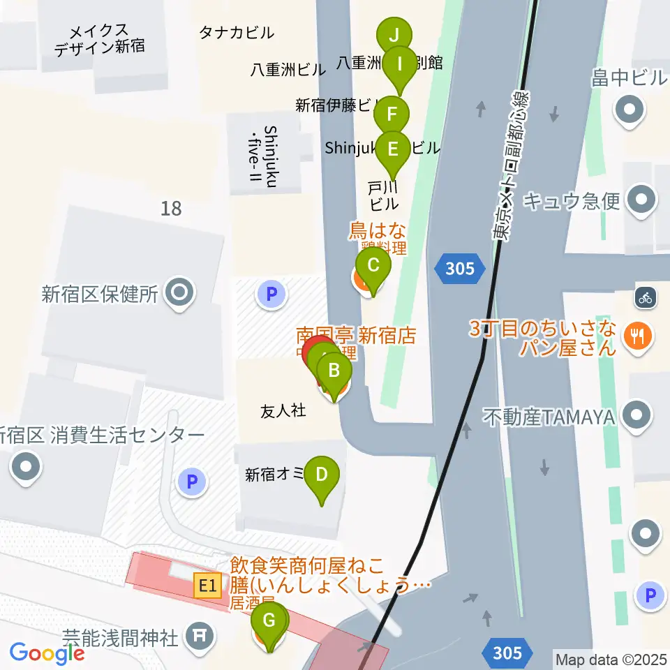 ヒルバレースタジオ周辺のファミレス・ファーストフード一覧地図