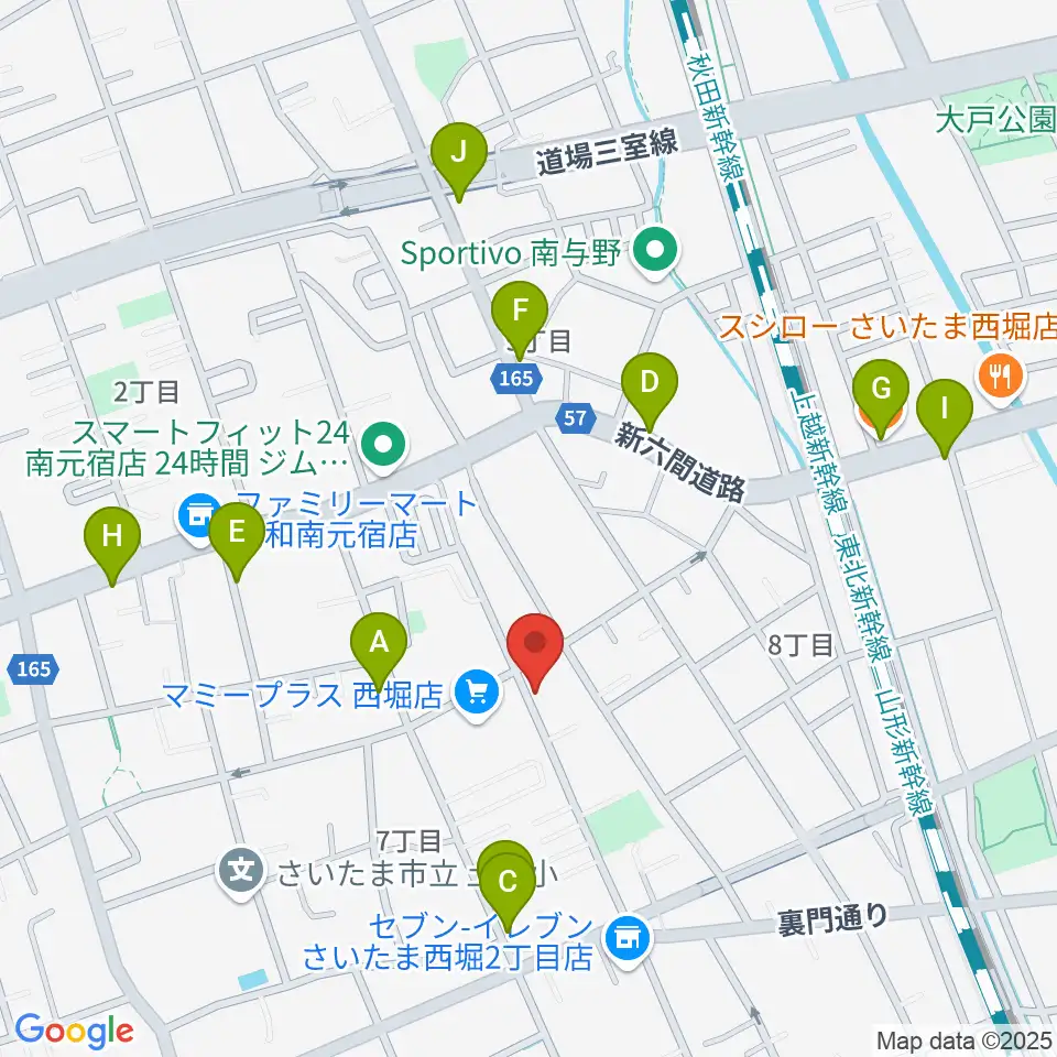 西堀音楽外語学院周辺のファミレス・ファーストフード一覧地図