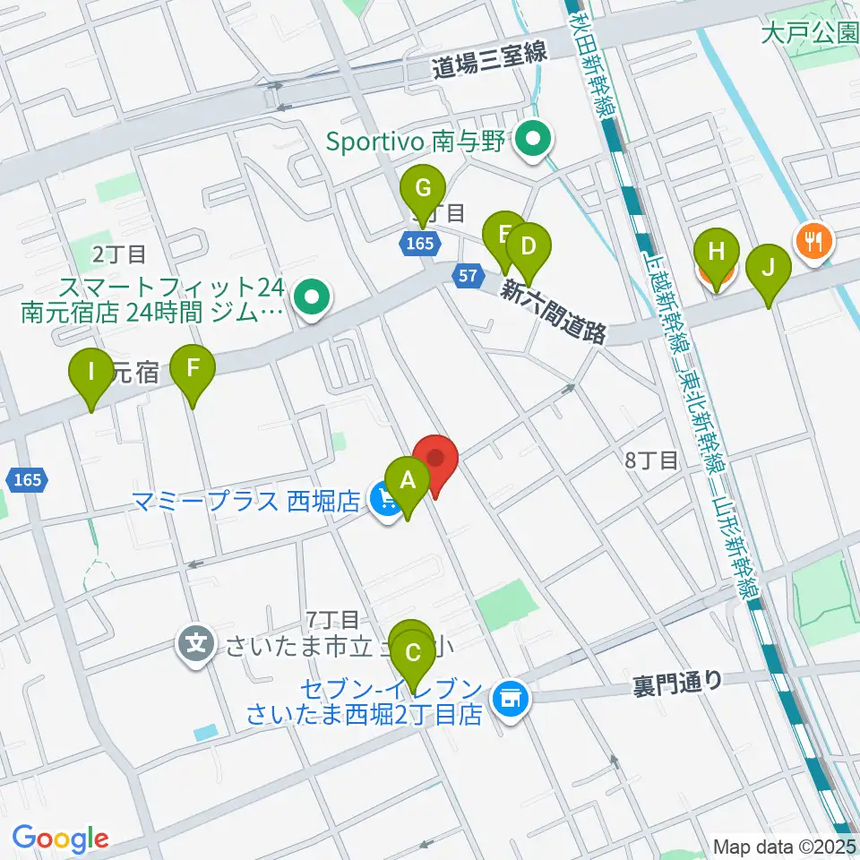 西堀音楽外語学院周辺のファミレス・ファーストフード一覧地図