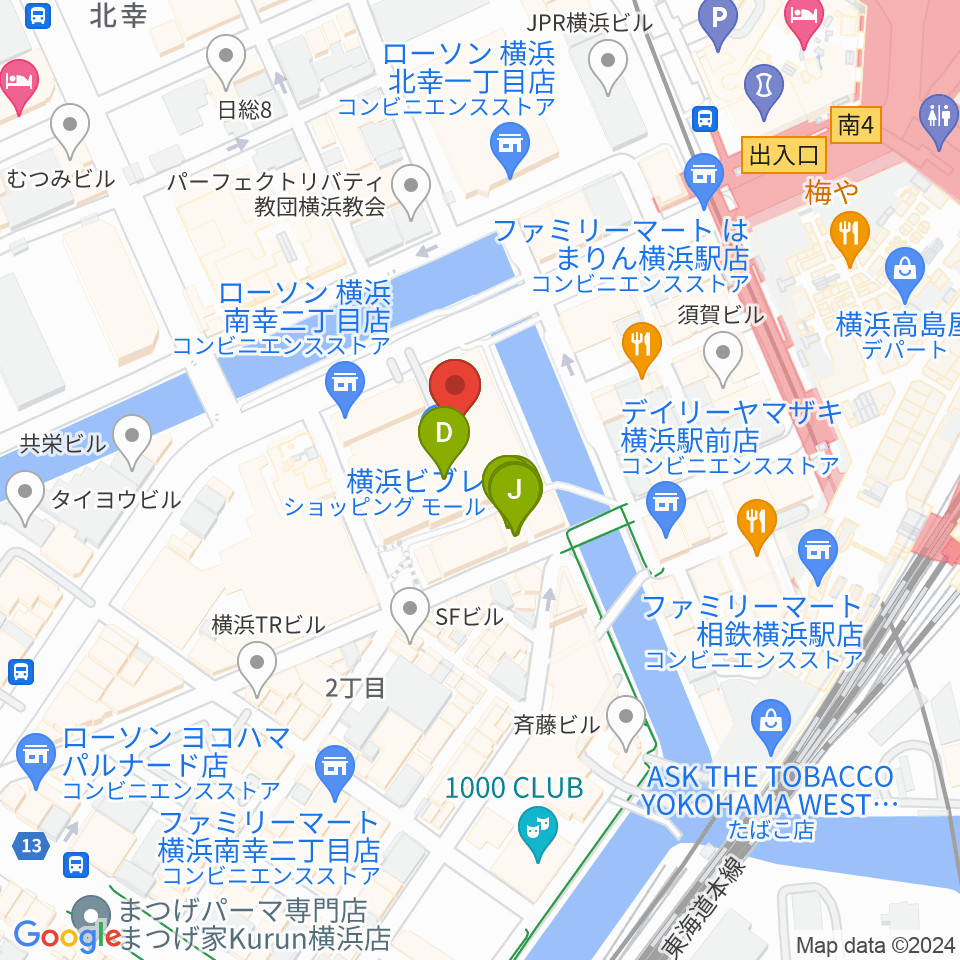 タワーレコード横浜ビブレ店 周辺のファミレス ファーストフード一覧マップ