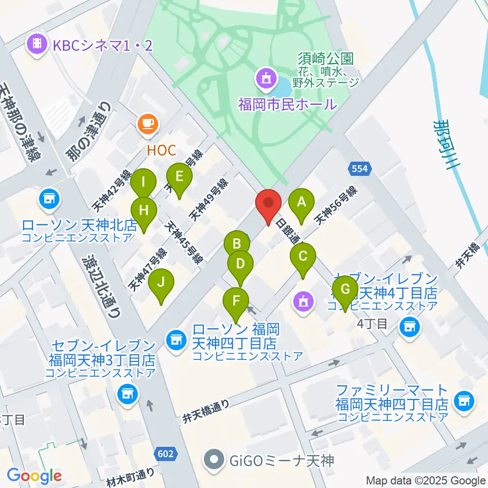 FineSound 天神店周辺のファミレス・ファーストフード一覧地図