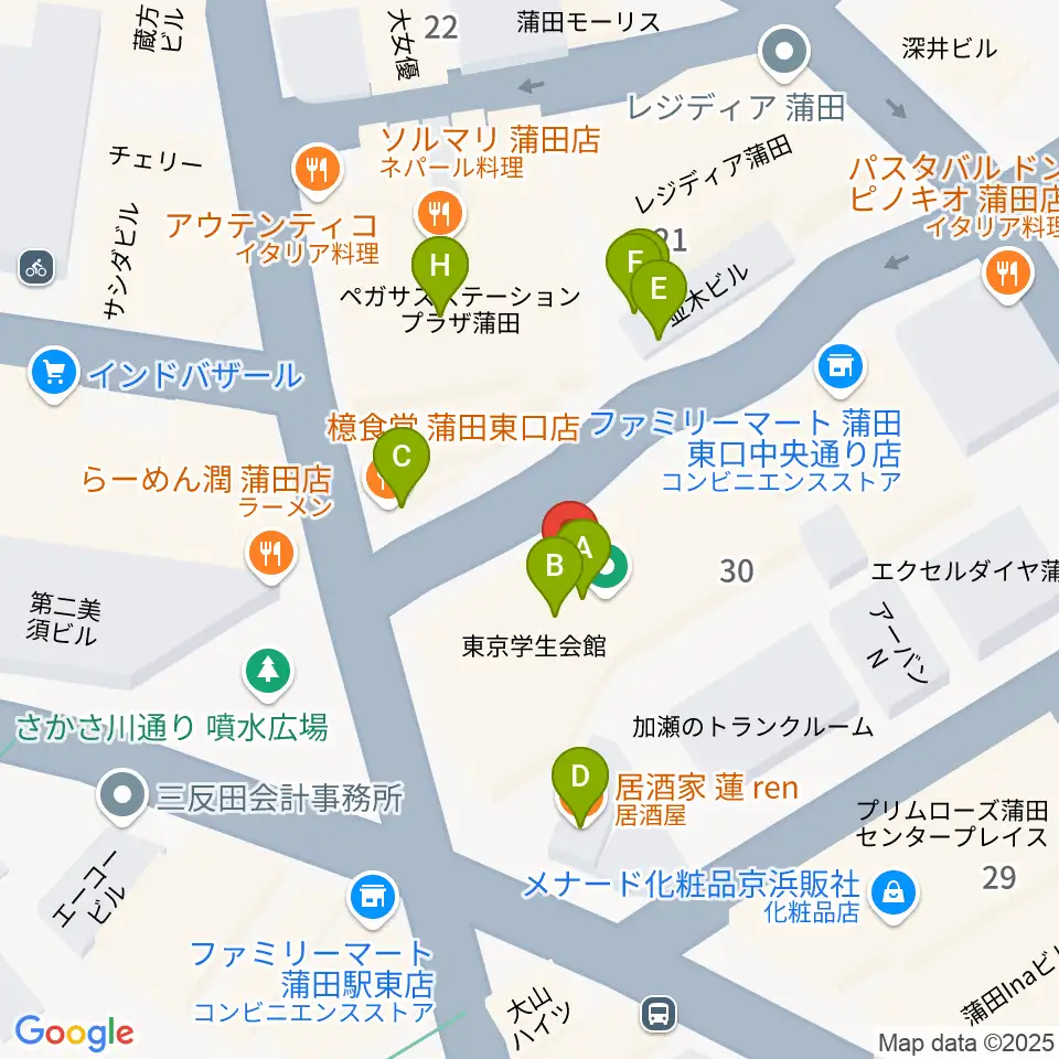 ジェイコブ音楽教室周辺のファミレス・ファーストフード一覧地図