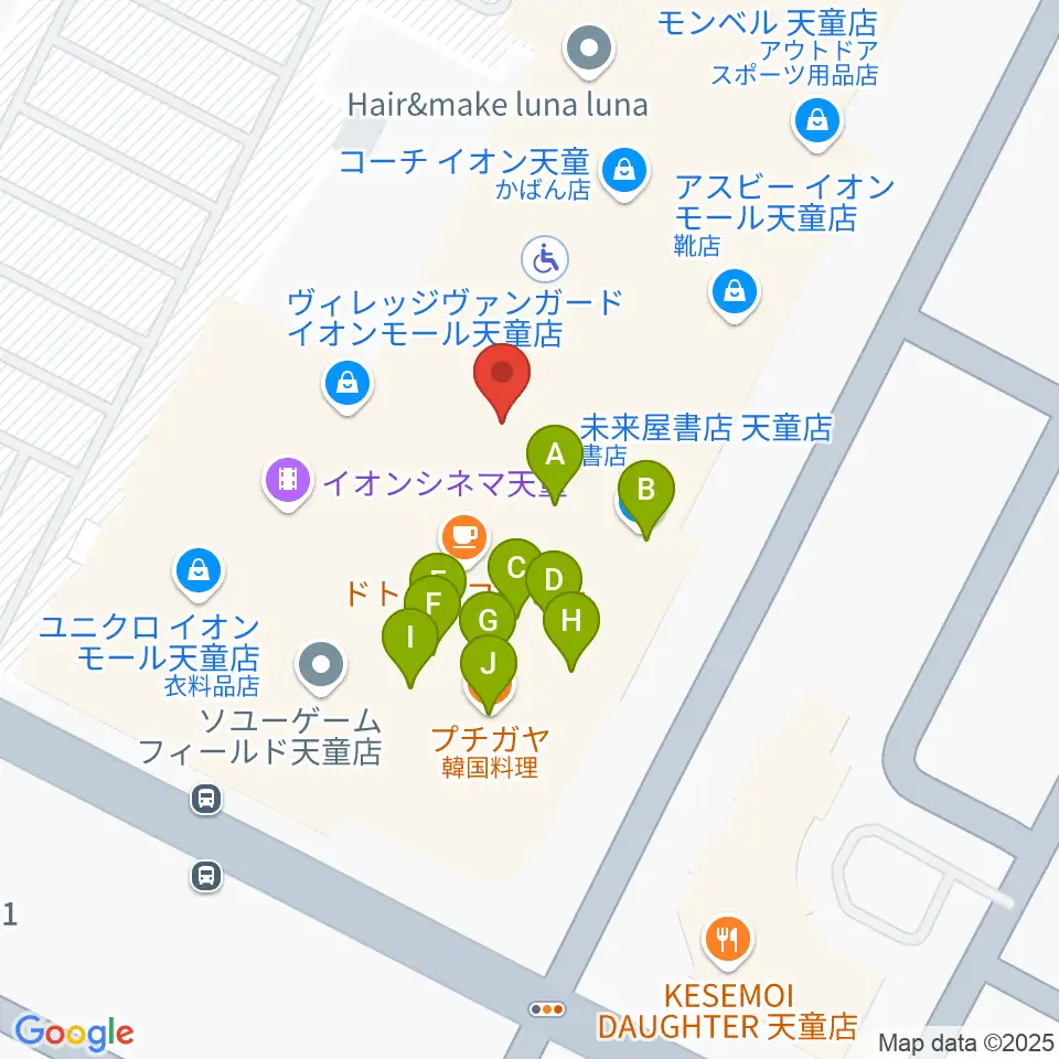 島村楽器 イオンモール天童店周辺のファミレス・ファーストフード一覧地図