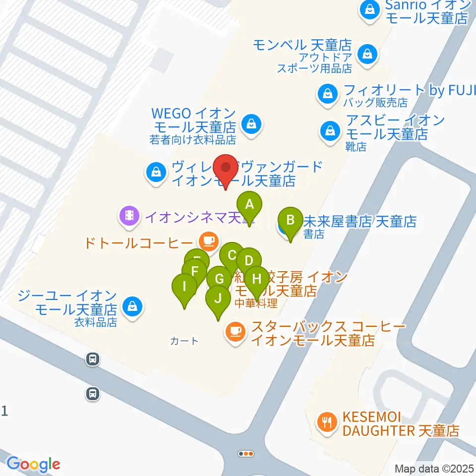 島村楽器 イオンモール天童店周辺のファミレス・ファーストフード一覧地図