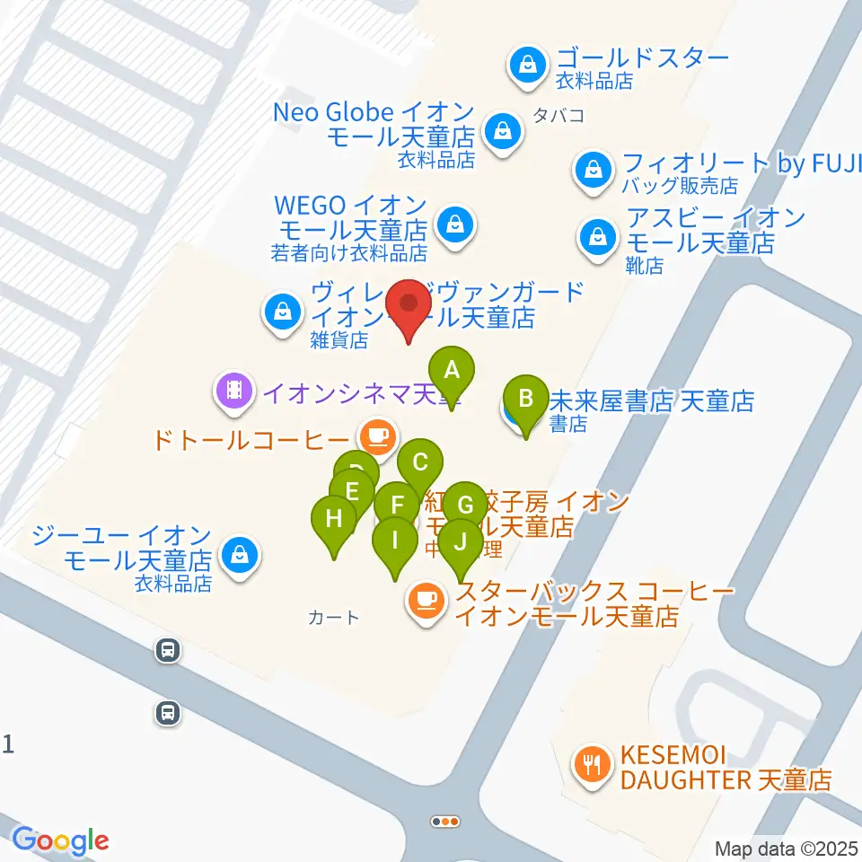 島村楽器 イオンモール天童店周辺のファミレス・ファーストフード一覧地図