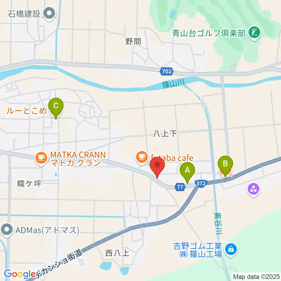 WASHIO GUITAR SCHOOL周辺のファミレス・ファーストフード一覧地図