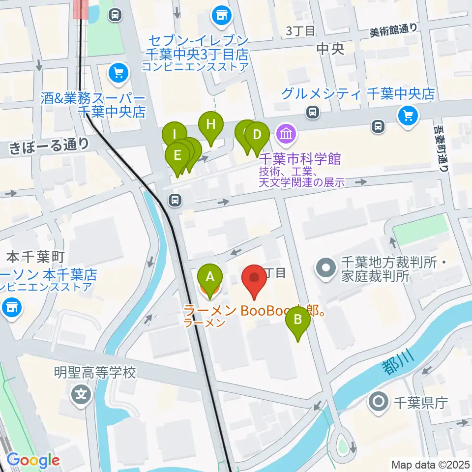 千葉県教育会館周辺のファミレス・ファーストフード一覧地図