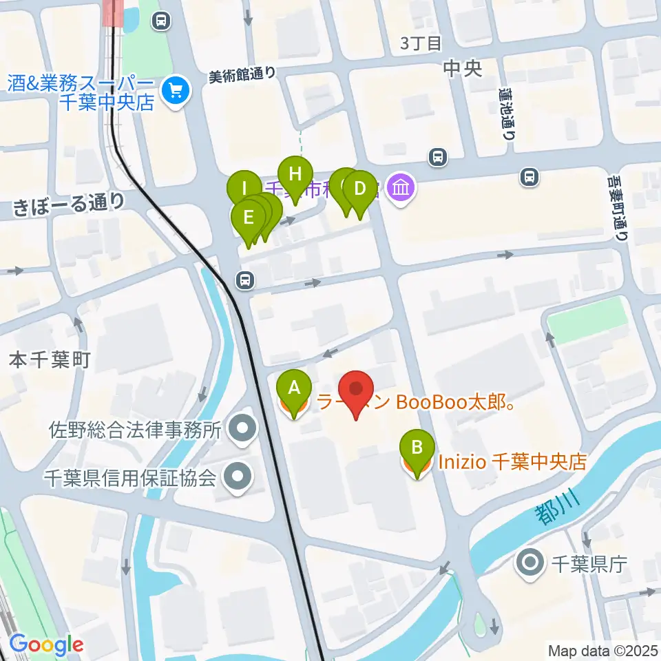 千葉県教育会館周辺のファミレス・ファーストフード一覧地図