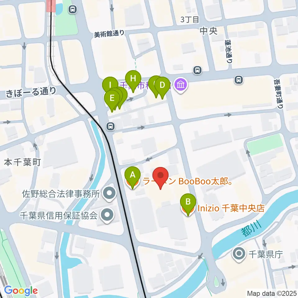 千葉県教育会館周辺のファミレス・ファーストフード一覧地図